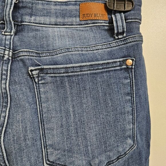 Judy Blue Skinny Fit Capri Jeans Women's 3/26 (28x19.5) Blue Mid-Rise Distressed - Picture 8 of 10